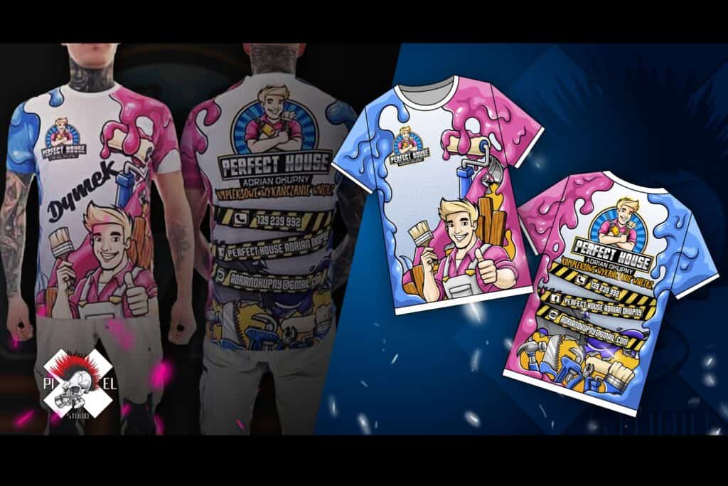 koszulka tshirt projekt perfect house wykonczenia wnetrz fullprint pixel studio graficzne chrzanow reklama x