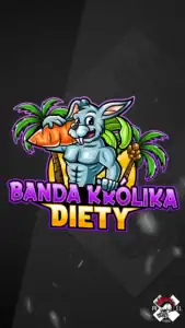 mascot logo brand hero projekt banda krolika diety catering dietetyczny krolik marchewka jedzenie pixel studio graficzne chrzanow reklama x
