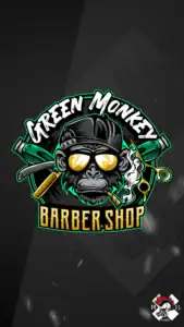 mascot logo brand hero projekt green monket barbeshop barber fryzjer malpa pixel studio graficzne chrzanow reklama x