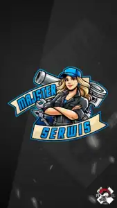 mascot logo brand hero projekt majster serwis mechanik samochodowy narzedzia kobieta auto pixel studio graficzne chrzanow reklama x