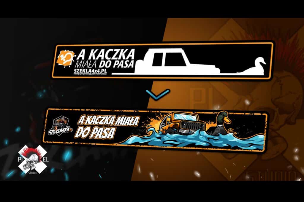 naklejka projekt redesign naklejki tuning szekla szeklax a kaczka miala do pasa samochod terenowy woda pixel studio graficzne chrzanow reklama x