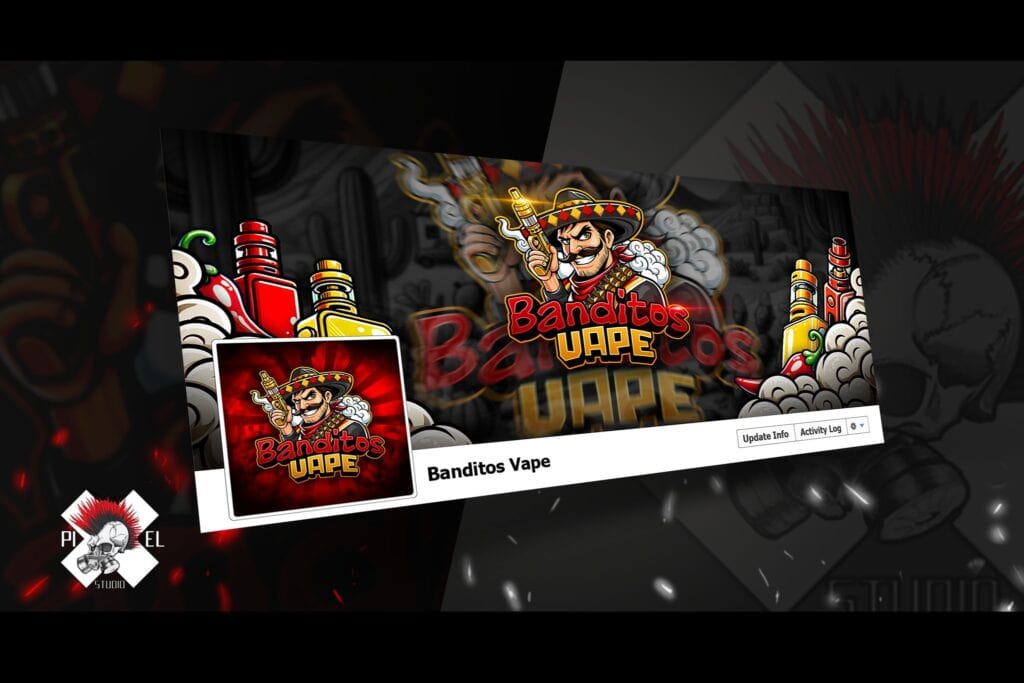 tlo cover projekt banditos vape epapierosy dym kowboj pixel studio graficzne chrzanow reklama x