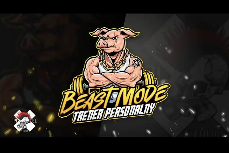 logo mascot beast mode swinia napakowana trener personalny