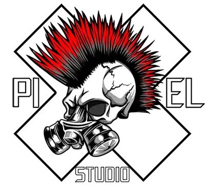 logo pixel studio- irokez z maską gazową