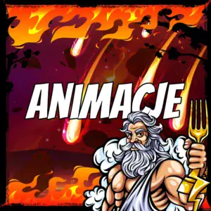 Animacje oferta Pixel Studio .Deszcz meteorytów na tle ognia i dymu, ilustracja mitologicznego boga z piorunem, symbolizująca potęgę i chaos, idealna do tematyki animacji i filmów z mitologicznymi motywami, dynamiczny obraz do celów promocyjnych.