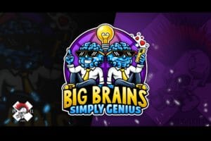 Rysunek mózgów w garniturach i okularach, trzymających telefon i żarówkę, pod spodem napis "BIG BRAINS SIMPLY GENIUS". Pixel Studio.